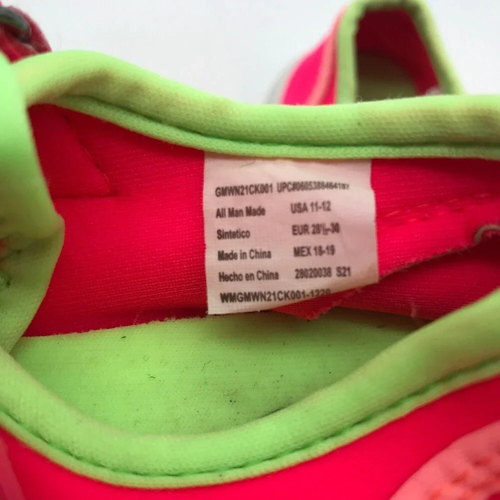 Wonder Nation Beach Water Shoes Kids size 11/12 Neon Pink & Green Mesh Sneakers